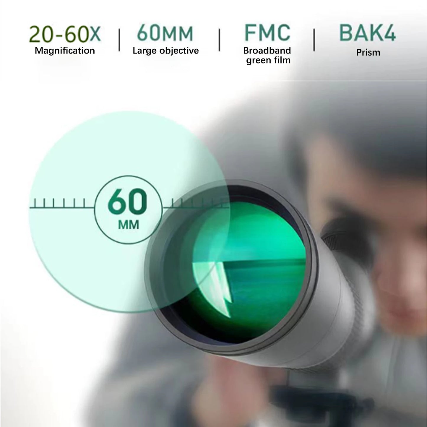 New 20-60X60 Telescope Spotting Scope Large Field Powerful Zoom Monocular With Phone Adapter Tripod For Bird Watching Camping
