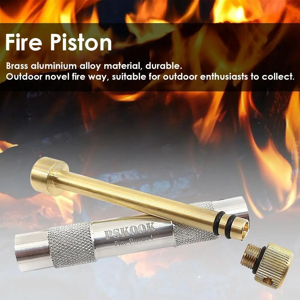 Brass Ignited Piston Firearm Portable Air Compression Fire Tube Useful Emergency Fire Pipes Survival Tool for Outdoor Travel