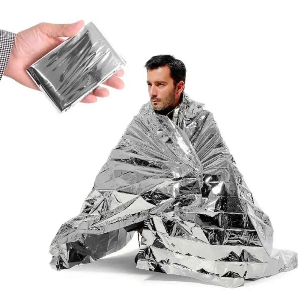 15-40PCS Sliver Emergency Blanket Survival Ourdoor Thermal Rescue For Camping Hiking Travel First Aid Windproof Waterproof Foil
