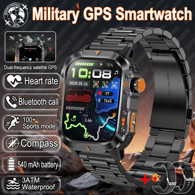 For Xiaomi Military Outdoor Sports GPS Smart Watch Men Built-in GPS 3ATM Waterproof Compass Heart rate Bluetooth Call SmartWatch