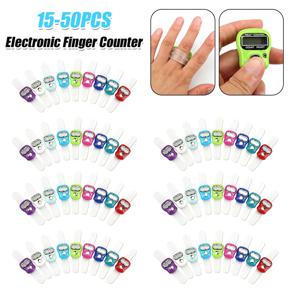 10-50PCS Electronic Finger Counter Ring Row Tally Pedometer for Pray Buddha Sewing Stitch