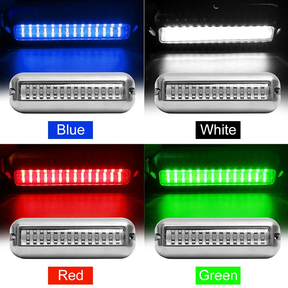 42LED Marine Navigation Light Stainless Steel Marine Boat Lamp 10-30V Underwater Lamp IP68 Waterproof 80W Yacht Boat Accessories