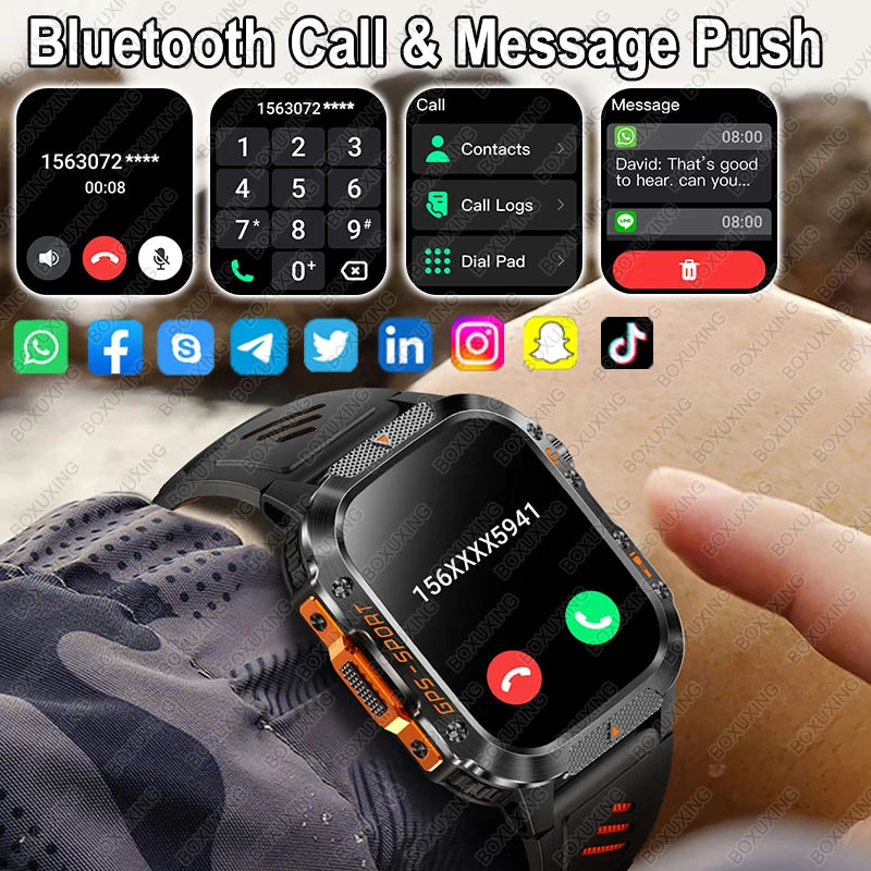 For Xiaomi Military Outdoor Sports GPS Smart Watch Men Built-in GPS 3ATM Waterproof Compass Heart rate Bluetooth Call SmartWatch