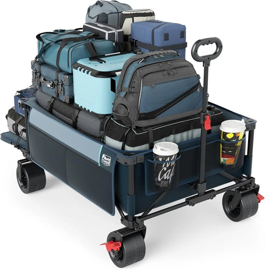 600L Beast Wagon 26" W Extra Wide All Terrain Folding w/Big Wheels, Cargo Net & Tailgate, 26" W and 55" L, Capacity and 400lbs H