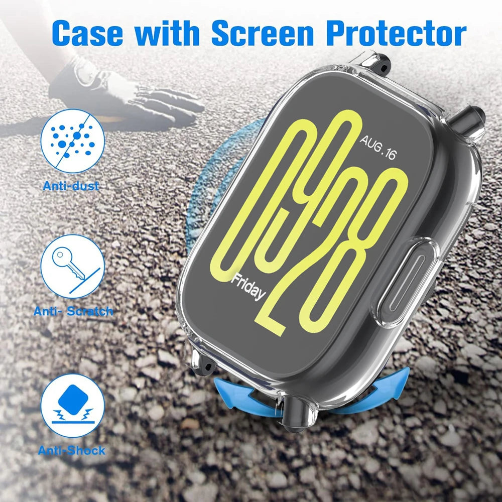 Full Cover Screen Protector Case For Xiaomi Redmi Watch 5 Active Lite Case Tempered Glass Anti-scratch Film Bumper Protective