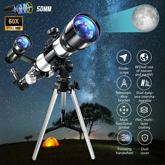 Professional HD Astronomical Telescope FMC Multi-coated Optical Double Lens Monocular for Watching See The Moon and Stars Bird