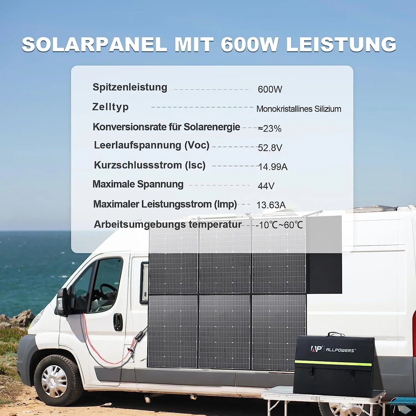 ALLPOWERS 600W Foldable Solar Panel High-Efficiency Solar Module Solar Charger with Solar Output for RV Off-Grid Boat Home Camp