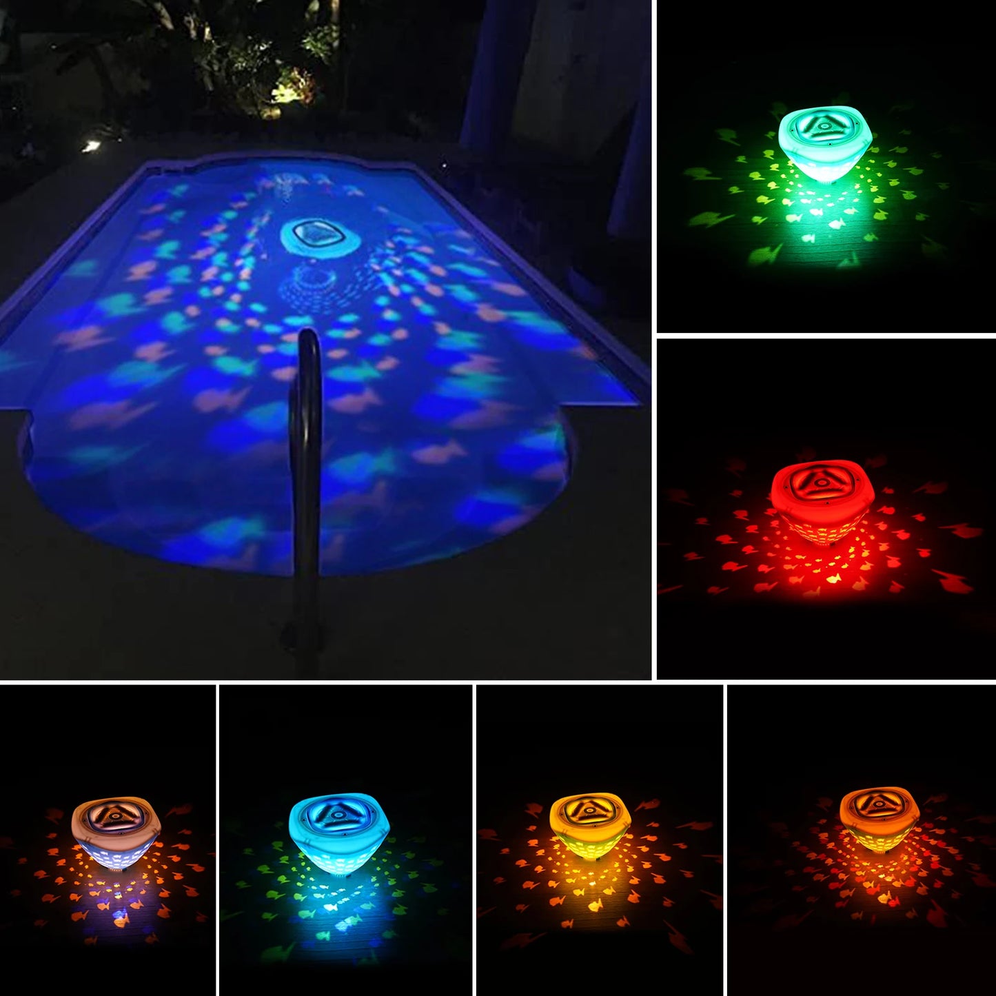 Underwater Disco Light Fish Pattern Multi Color Underwater Lamp 4 Colors Battery Operated for Disco Pool Party