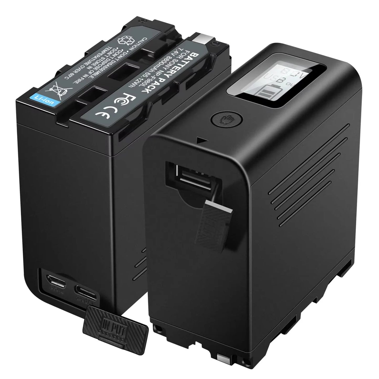 REACELL 2Pack NP-F970 Battery for Sony NP-F Battery NP-F970 NP-F975 NP-F980 NP-F960 NP-F770 NP-F750 NP-F550,with Micro USB Cable
