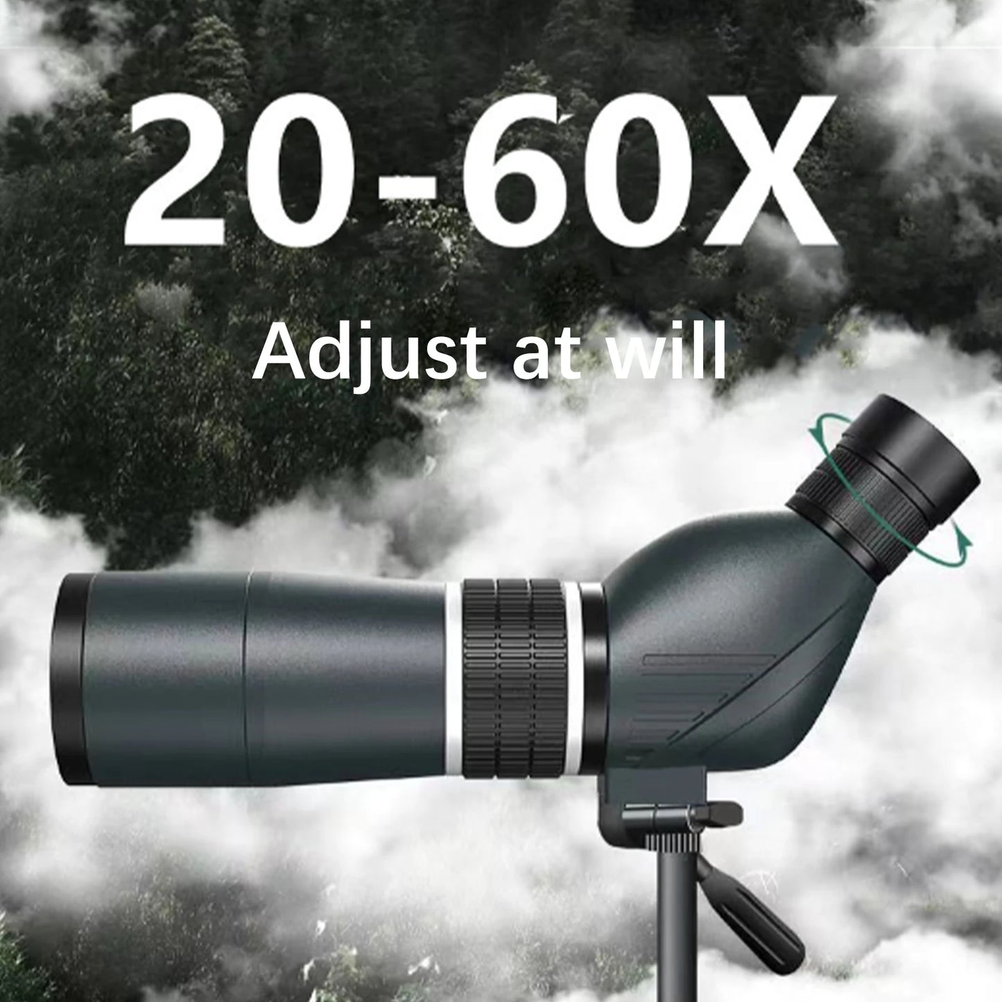 New 20-60X60 Telescope Spotting Scope Large Field Powerful Zoom Monocular With Phone Adapter Tripod For Bird Watching Camping