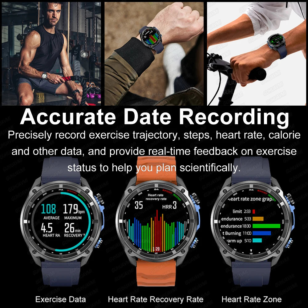 2025 New GPS SmartWatch Offline Maps 4GB Memory Video Player Military Sports Smart bracelet Men 50m Swimming Waterproof Sapphire