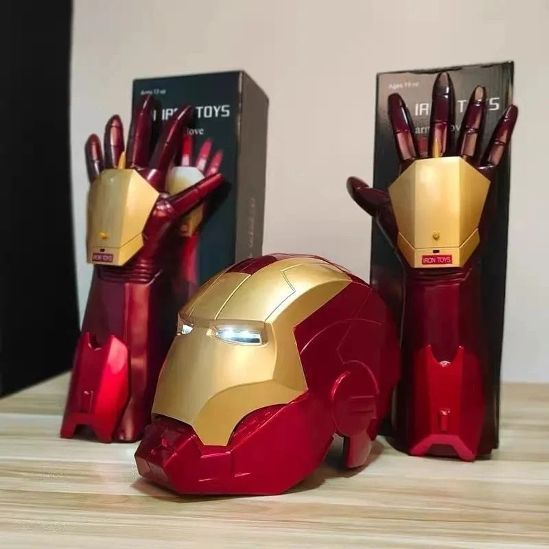 Iron Man helmet MK Jarvis wearable automatic opening and closing hood, deformable luminous hood, mechanical arm toy