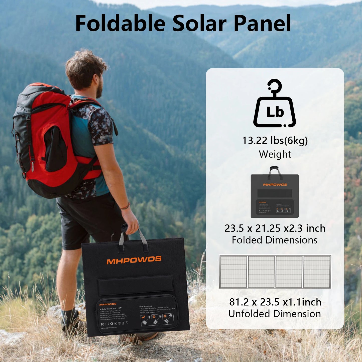 MHPOWOS 220W Portable Solar Panel for Power Station, 23.5% High Efficiency Foldable Solar Panel Charger for Camping RV Emergency