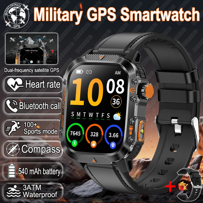 For Xiaomi Military Outdoor Sports GPS Smart Watch Men Built-in GPS 3ATM Waterproof Compass Heart rate Bluetooth Call SmartWatch