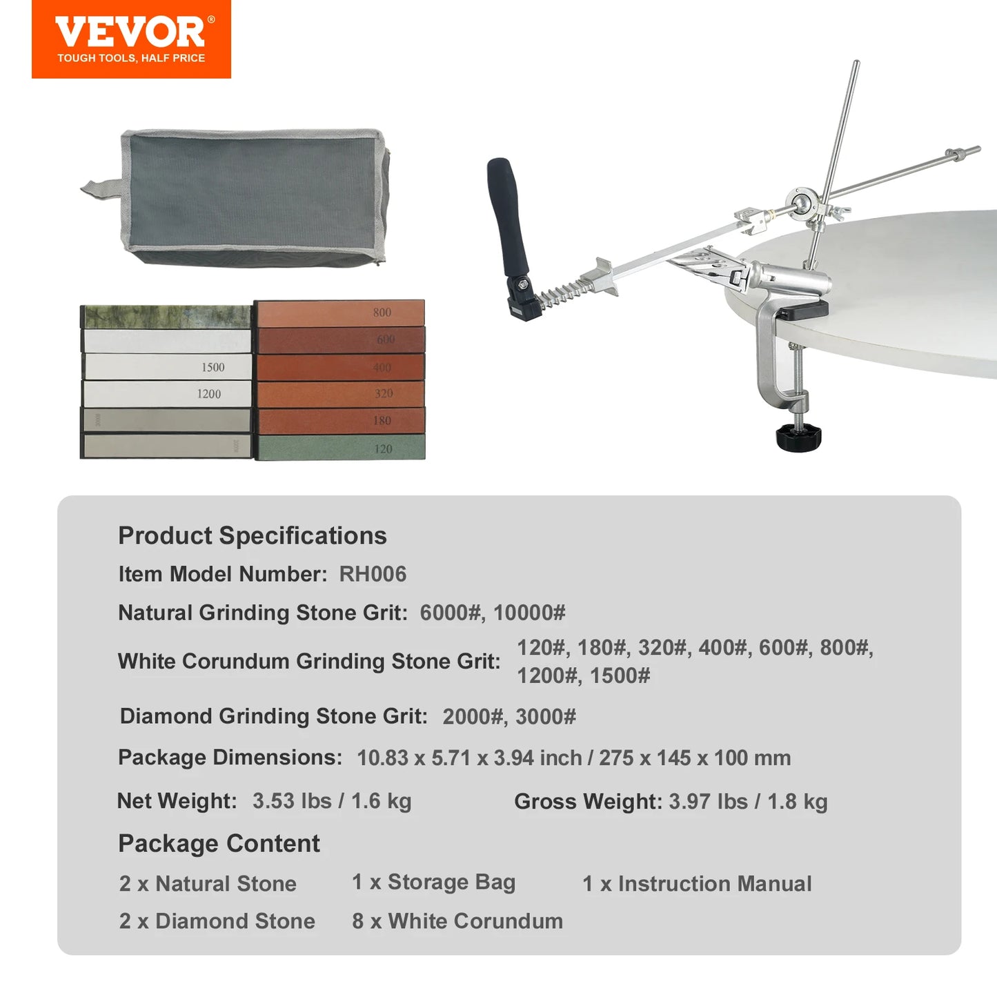 VEVOR Knife Sharpener Kit Professional Sharpener Flip Fixed Angle Knife Sharpening System with 12 Whetstones Kit for All Knives