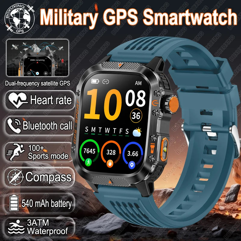 For Xiaomi Military Outdoor Sports GPS Smart Watch Men Built-in GPS 3ATM Waterproof Compass Heart rate Bluetooth Call SmartWatch