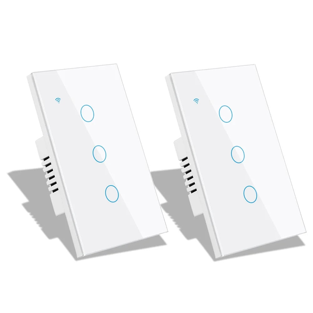 Tuya Wifi Smart Stair Switch US Touch Glass Panel Stair Cross Multi Light Switches 1 Gang 2 Way APP Control Alexa Google Home