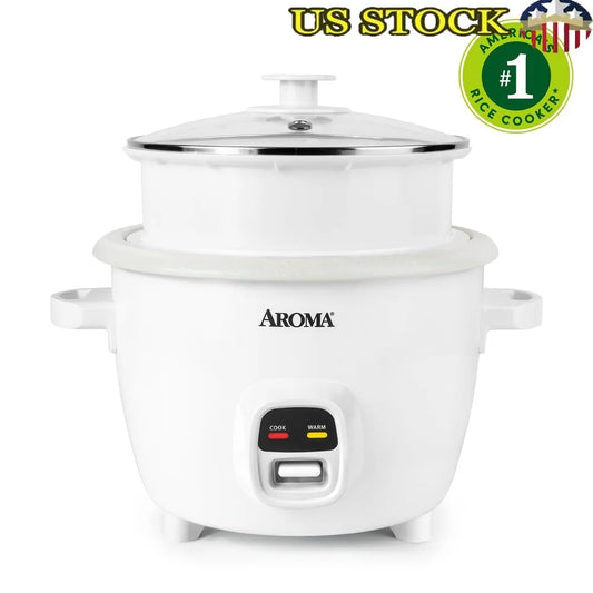 20-Cup Rice Cooker Food Steamer Nonstick Ceramic Automatic Warm Pop-Up Steam Tray Stackable Compact Storage