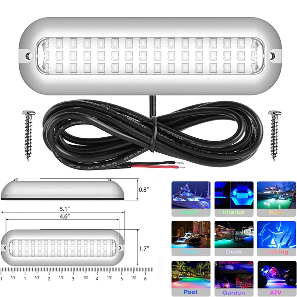 42LED Marine Navigation Light Stainless Steel Marine Boat Lamp 10-30V Speedboat Light IP68 Waterproof 80W Yacht Boat Accessories
