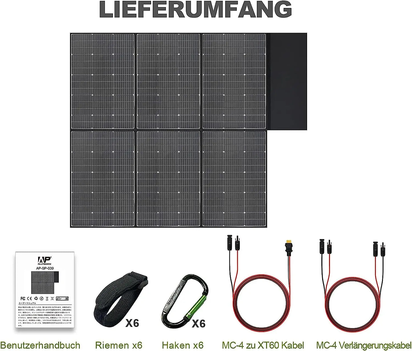 ALLPOWERS 600W Foldable Solar Panel High-Efficiency Solar Module Solar Charger with Solar Output for RV Off-Grid Boat Home Camp