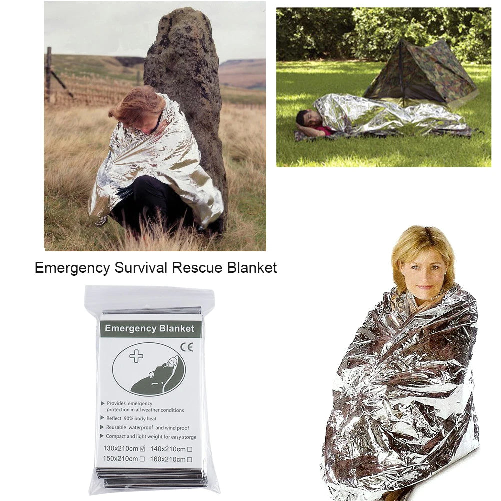 15-40PCS Sliver Emergency Blanket Survival Ourdoor Thermal Rescue For Camping Hiking Travel First Aid Windproof Waterproof Foil