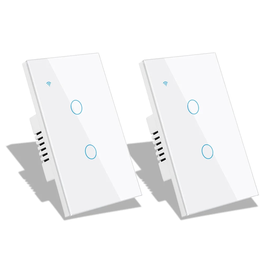 Tuya Wifi Smart Stair Switch US Touch Glass Panel Stair Cross Multi Light Switches 1 Gang 2 Way APP Control Alexa Google Home