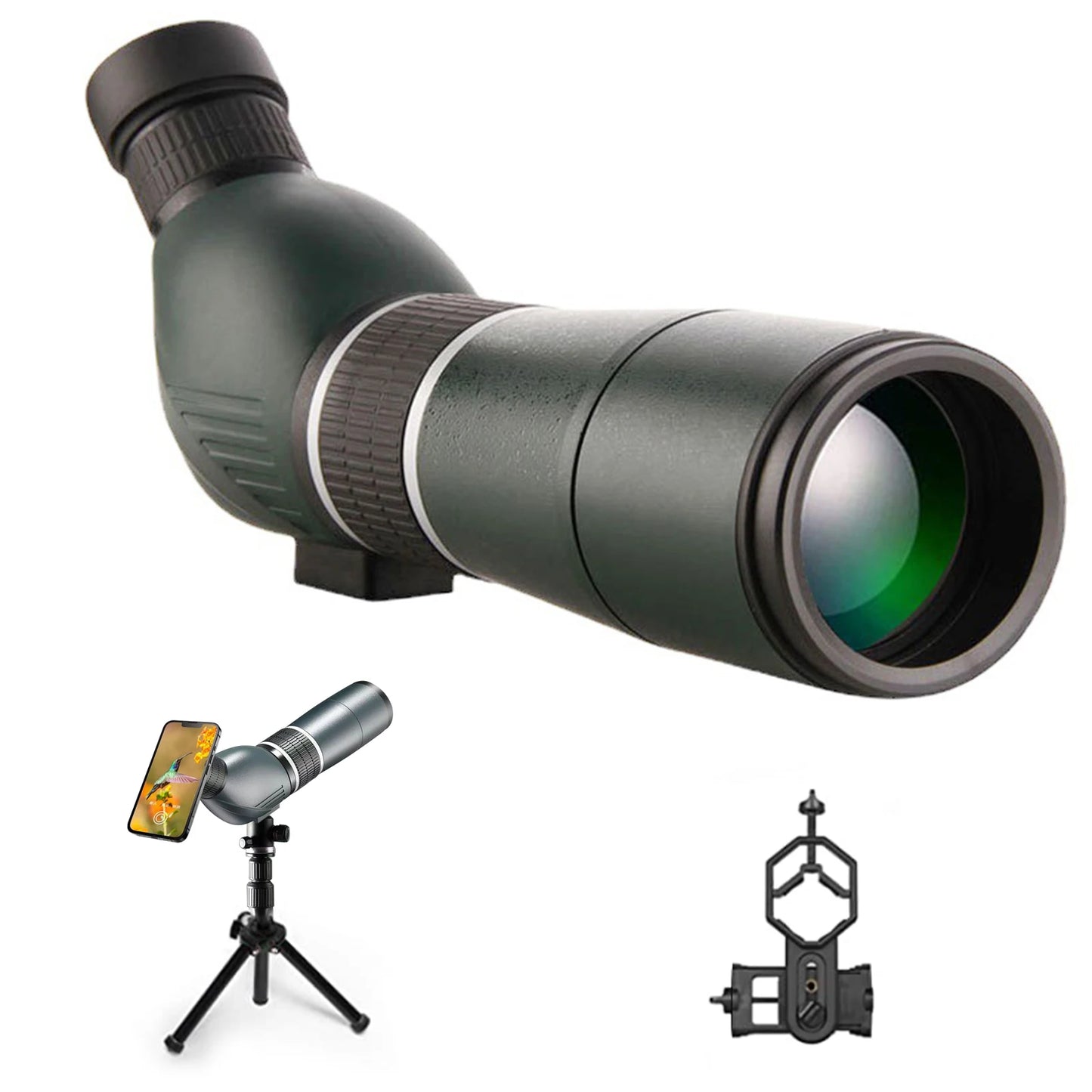 New 20-60X60 Telescope Spotting Scope Large Field Powerful Zoom Monocular With Phone Adapter Tripod For Bird Watching Camping