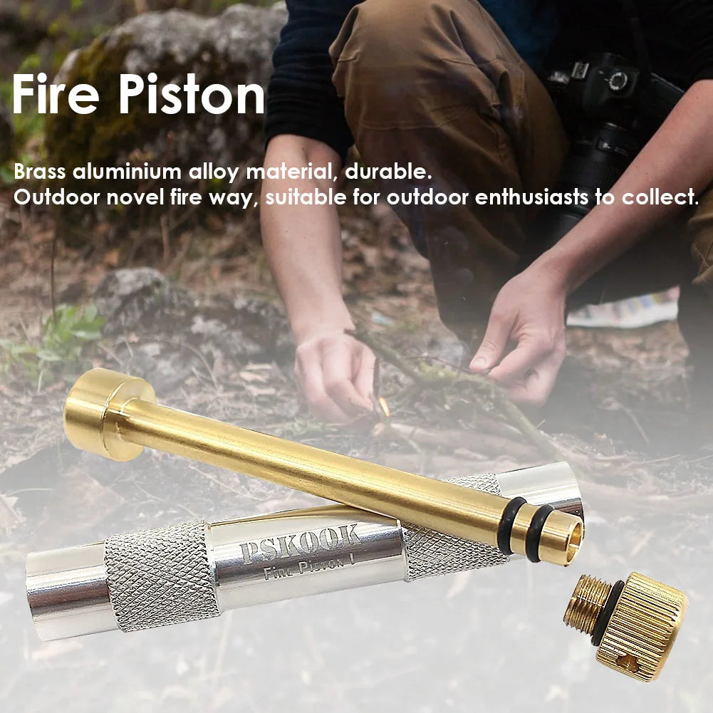 Brass Ignited Piston Firearm Portable Air Compression Fire Tube Useful Emergency Fire Pipes Survival Tool for Outdoor Travel