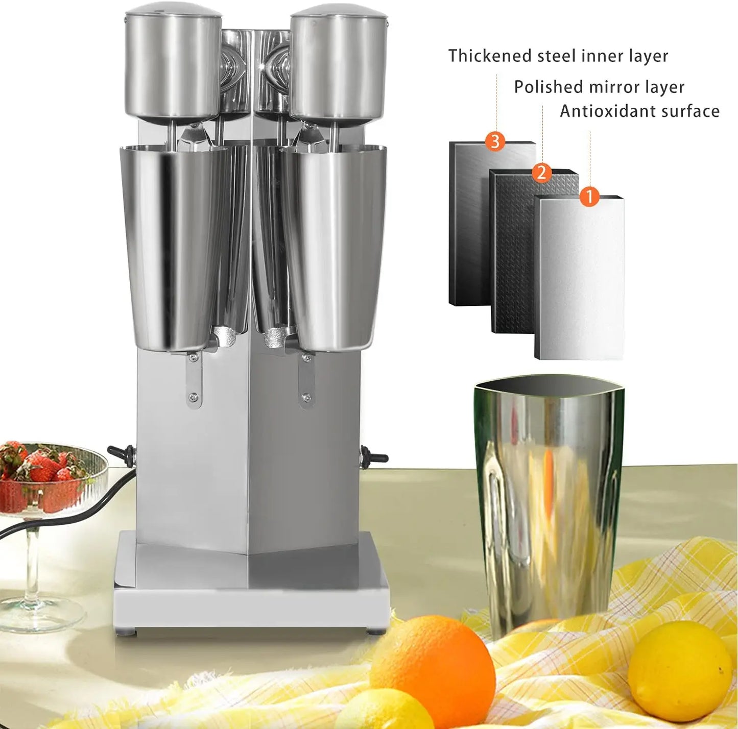 Milkshake Maker Double Head Milk Shake Machines Commercial Milk Shake Maker Stainless Steel Milkshake Blender Electric Milkshake