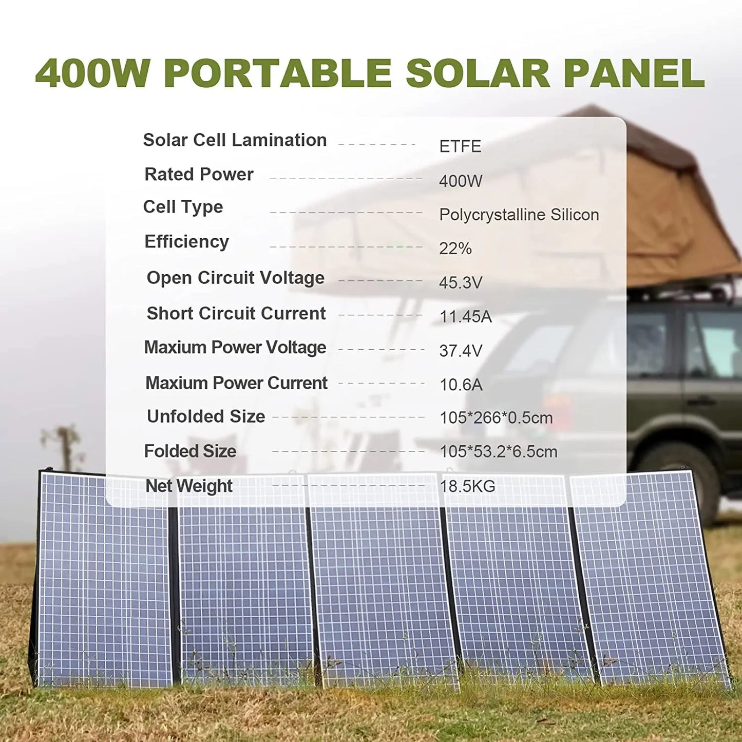 ALLPOWERS 400W / 200W / 140W / 100W / 60W  Portable Solar Panel Waterproof for Outdoor Camping RV Garden Roof