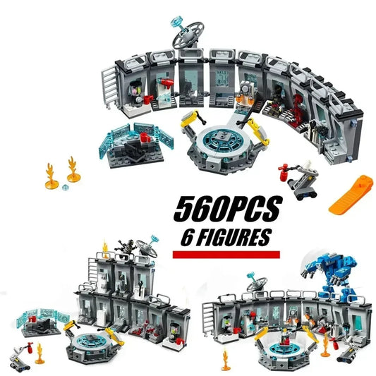 In Stock Marvels Avengers Super Heroes Iron Man Hall of Armour Robot Hall FIT 76125 Model Building Blocks Bricks Gift Toy