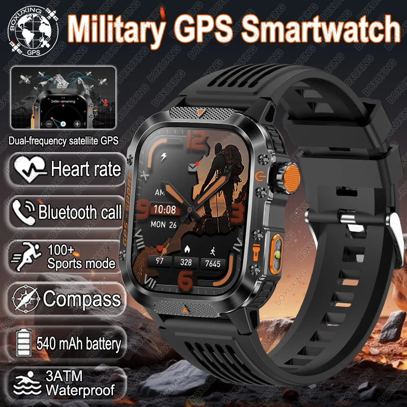 For Xiaomi Military Outdoor Sports GPS Smart Watch Men Built-in GPS 3ATM Waterproof Compass Heart rate Bluetooth Call SmartWatch
