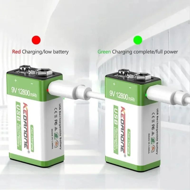 New 9V Rechargeable Battery 12800mAh Micro USB Lithium Batteries for Multimeter Microphone Toy Remote Control KTV Li-ion Battery