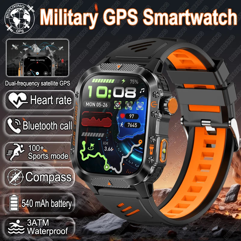 For Xiaomi Military Outdoor Sports GPS Smart Watch Men Built-in GPS 3ATM Waterproof Compass Heart rate Bluetooth Call SmartWatch