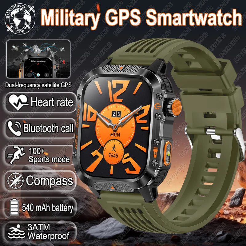 For Xiaomi Military Outdoor Sports GPS Smart Watch Men Built-in GPS 3ATM Waterproof Compass Heart rate Bluetooth Call SmartWatch