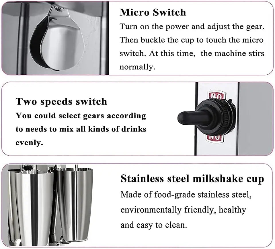 Milkshake Maker Double Head Milk Shake Machines Commercial Milk Shake Maker Stainless Steel Milkshake Blender Electric Milkshake
