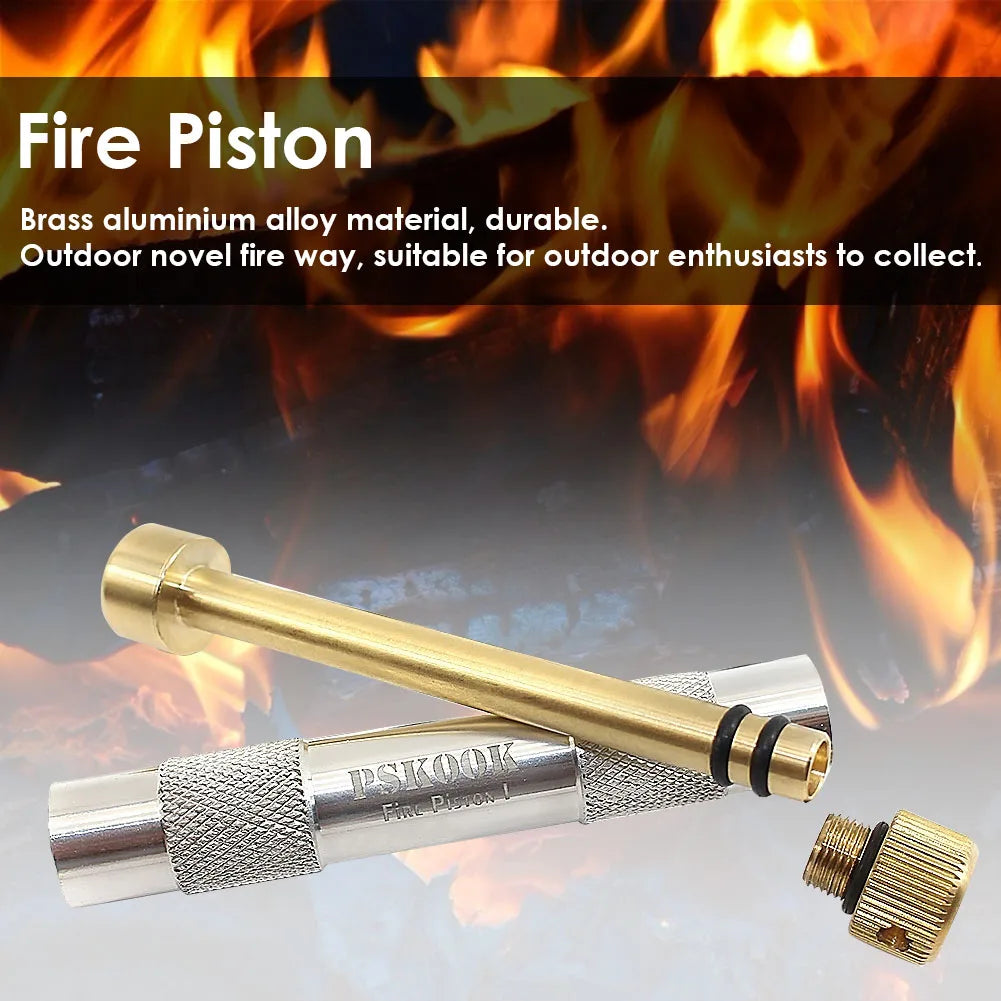 Brass Ignited Piston Firearm Portable Air Compression Fire Tube Useful Emergency Fire Pipes Survival Tool for Outdoor Travel