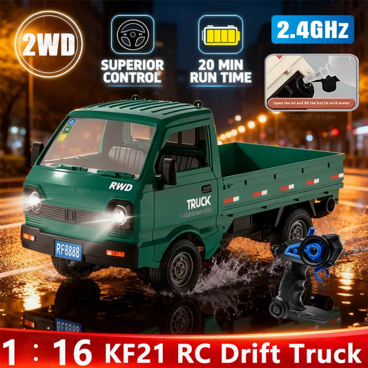 New KF21 Remote Control Car 1:16 Scale 2WD Off-Road Drift Climbing Toys With Spray Lights For Kids Boys Gifts 2.4GHZ RC Truck