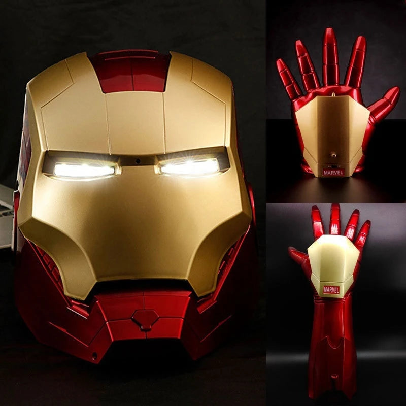 Iron Man helmet MK Jarvis wearable automatic opening and closing hood, deformable luminous hood, mechanical arm toy