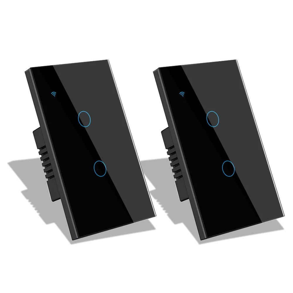 Tuya Wifi Smart Stair Switch US Touch Glass Panel Stair Cross Multi Light Switches 1 Gang 2 Way APP Control Alexa Google Home