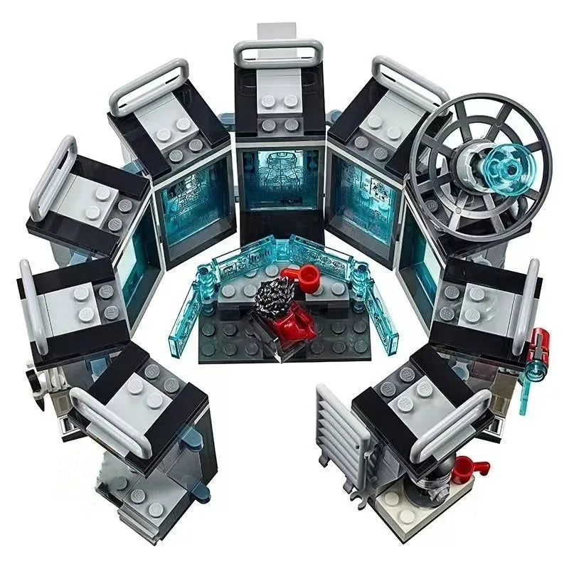 In Stock Marvels Avengers Super Heroes Iron Man Hall of Armour Robot Hall FIT 76125 Model Building Blocks Bricks Gift Toy