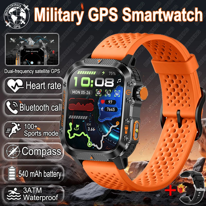 For Xiaomi Military Outdoor Sports GPS Smart Watch Men Built-in GPS 3ATM Waterproof Compass Heart rate Bluetooth Call SmartWatch