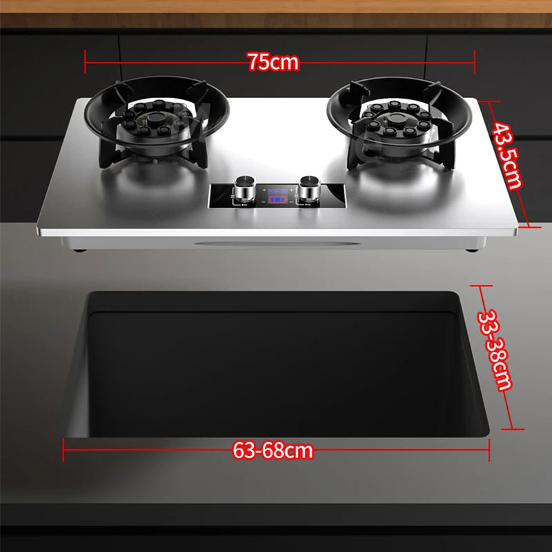 8.5Kw Gas Stove Dual Stove Household Embedded Natural Gas Liquefied Gas Timing Stove Fierce Fire Stove Desktop Dual-Use Kitchen