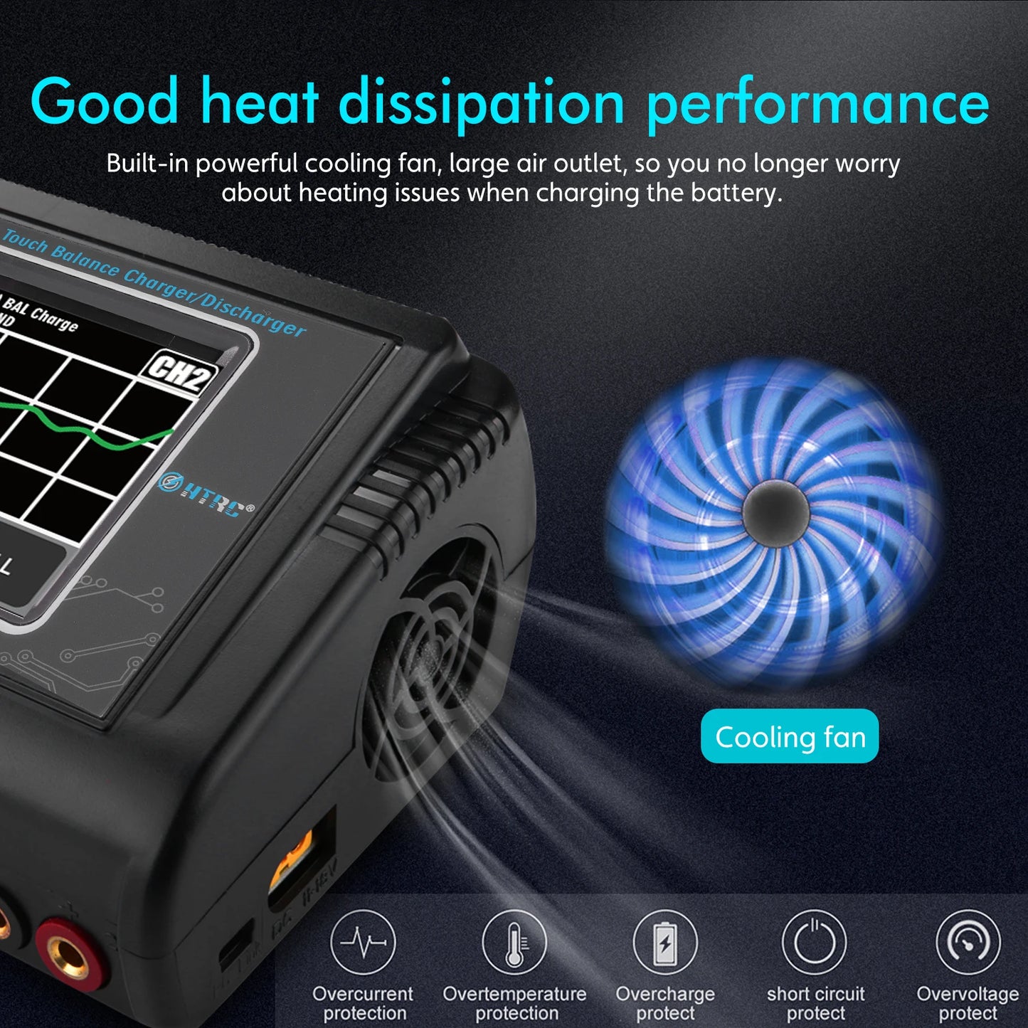 HTRC T240 High Power Battery Charger AC150W DC 240W 10A Dual Channel Touch Screen Lipo Balance Chargers Discharger for RC Models