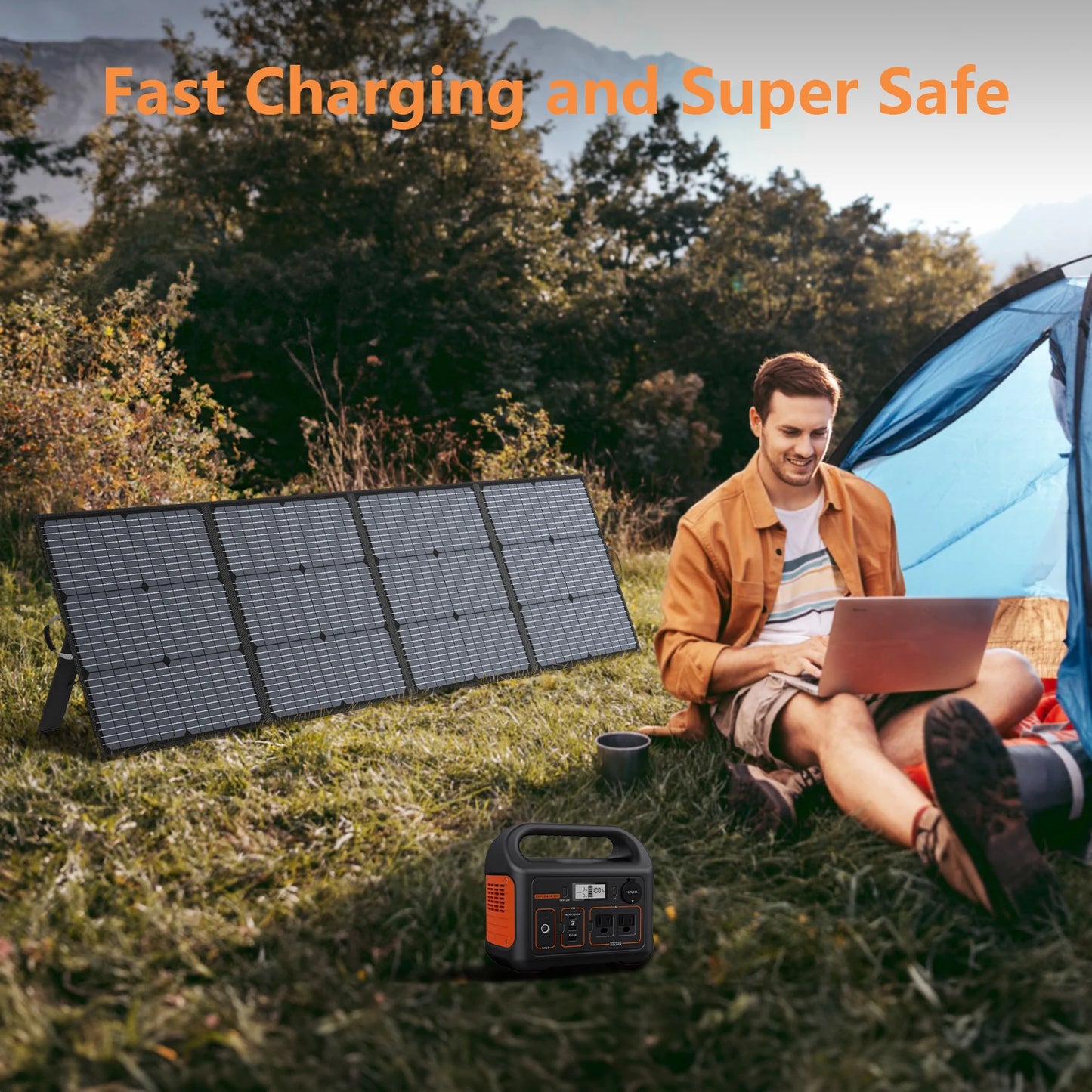 MHPOWOS 220W Portable Solar Panel for Power Station, 23.5% High Efficiency Foldable Solar Panel Charger for Camping RV Emergency