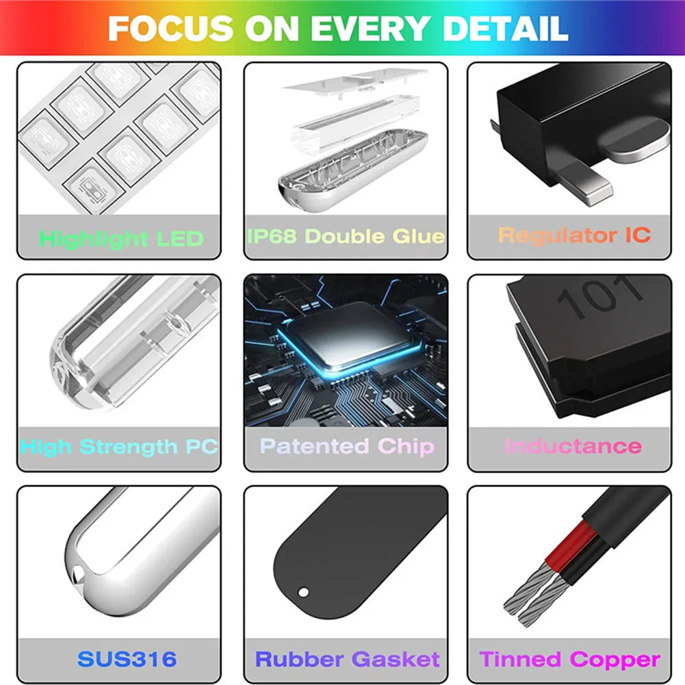 42LED Marine Navigation Light Stainless Steel Marine Boat Lamp 10-30V Underwater Lamp IP68 Waterproof 80W Yacht Boat Accessories