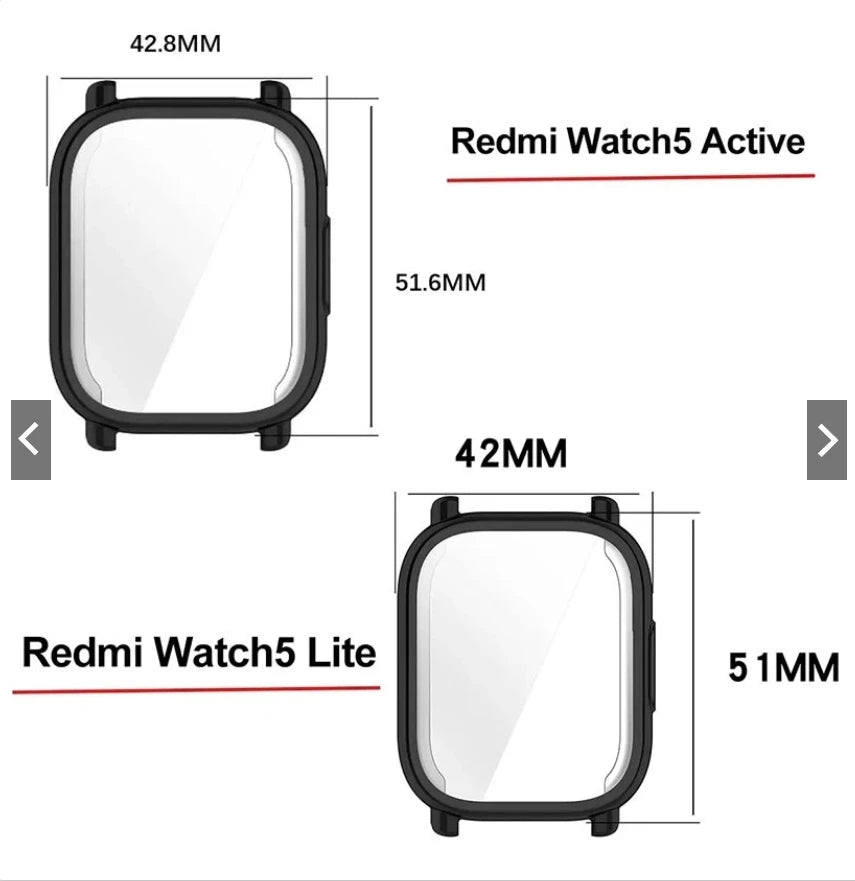 Full Cover Screen Protector Case For Xiaomi Redmi Watch 5 Active Lite Case Tempered Glass Anti-scratch Film Bumper Protective