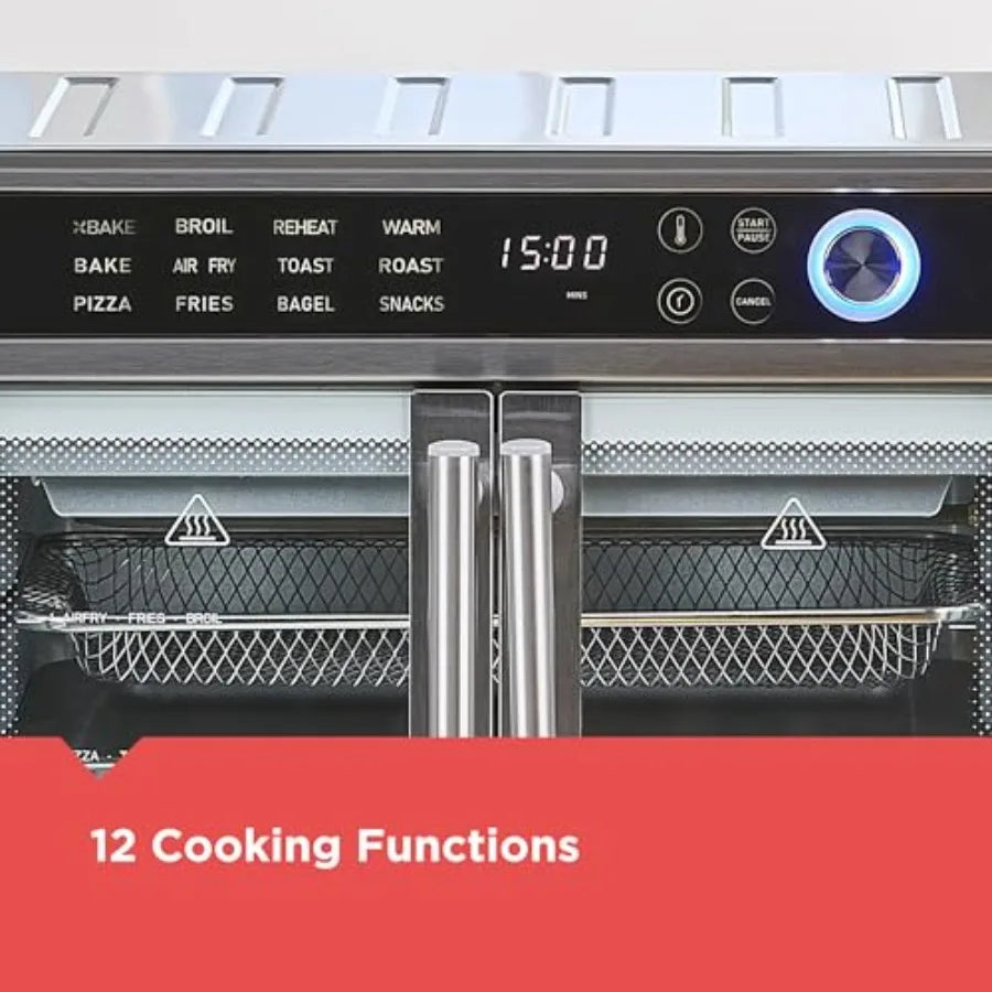 Crisp 'N Bake Air Fryer Toaster Oven Combo 12 in 1 Countertop Convection Oven Cooks Food Fast Fits a Whole Pizza or 6 Toast Sli