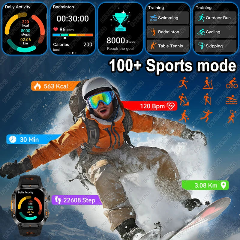 For Xiaomi Military Outdoor Sports GPS Smart Watch Men Built-in GPS 3ATM Waterproof Compass Heart rate Bluetooth Call SmartWatch
