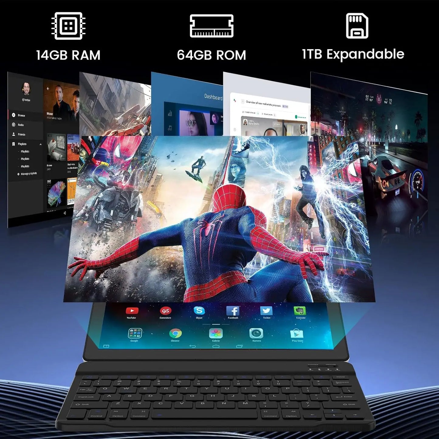 11 Inch 14GB RAM+64GB ROM (TF 1TB) Android 14 Octa-Core 6800mAh With Stylus Keyboard Mouse for Online Learning and Office Work